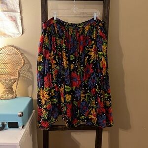 Vintage Tina Multicolored Floral Print Midi Skirt
